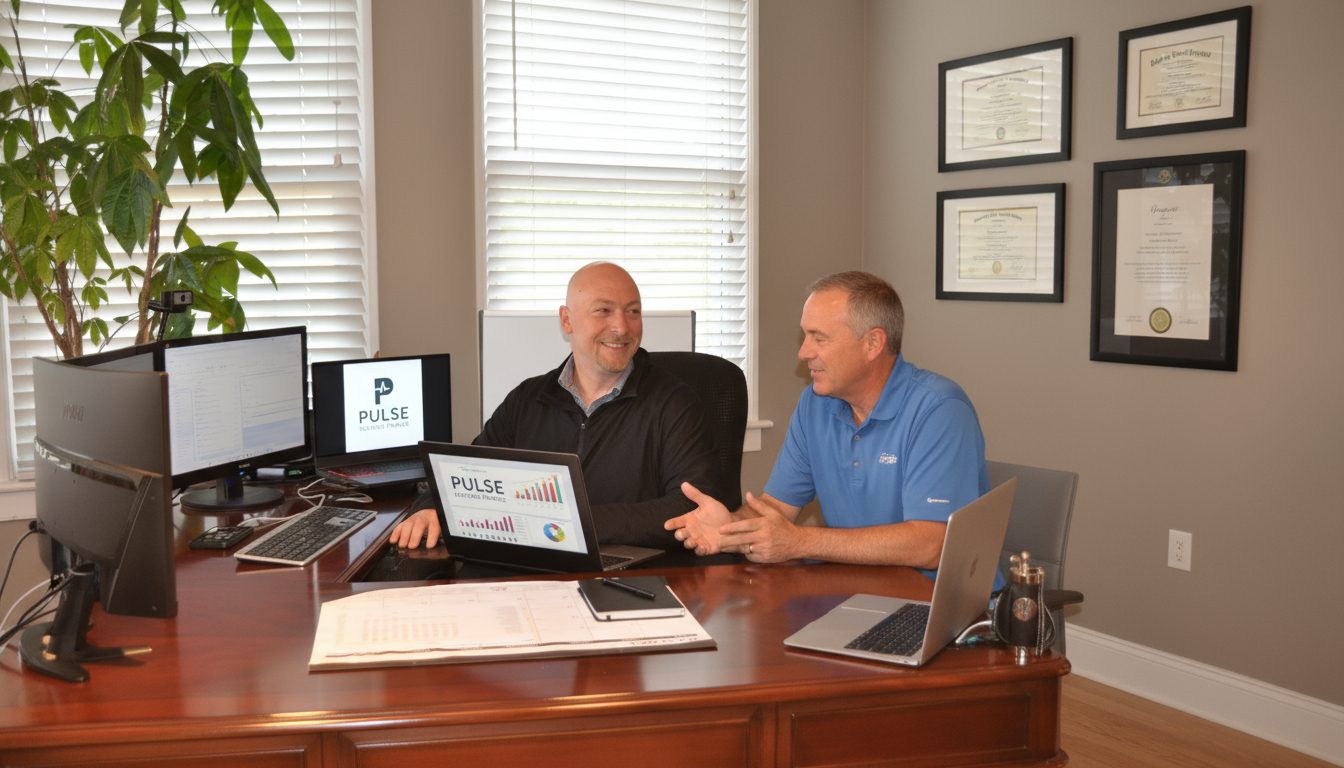 Noel reviewing financials with a client